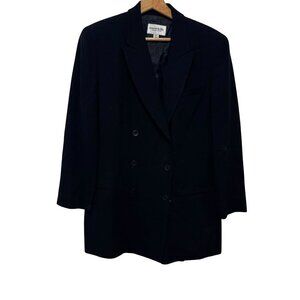 Emanuel Ungaro Mens Double-Breasted Blazer Jacket Size 10/44 Black Wool Long Sle